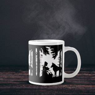 Black Silhouette Red Riding Hood Wolf Woods Large Coffee Mug