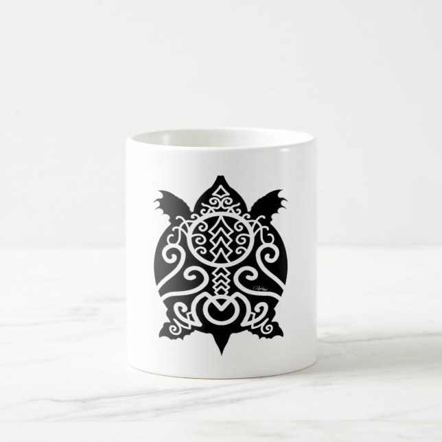 Black Silhouette Snapper Turtle Coffee Mug (Center)