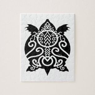 Black Silhouette Snapper Turtle Jigsaw Puzzle