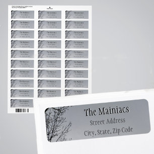 Black Silhouette Tree Branches Grey Return Address