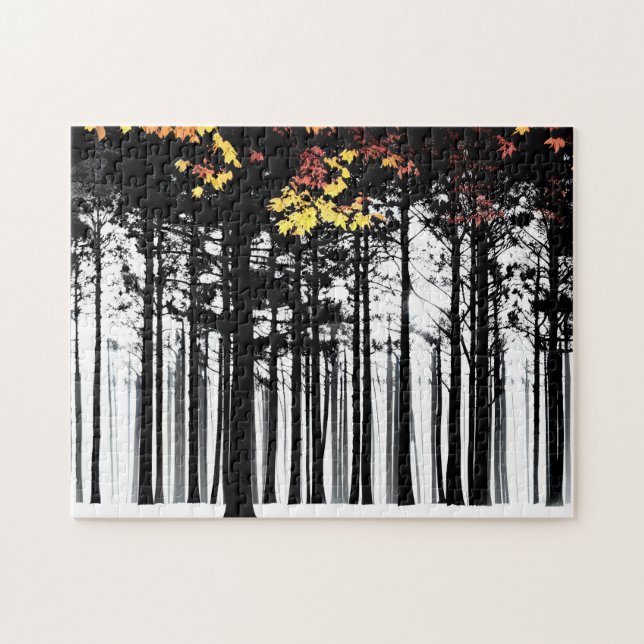 Black Silhouette Trees and Autumn Colours Jigsaw Puzzle (Horizontal)