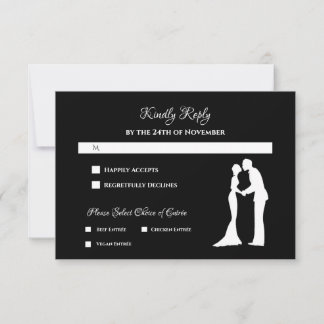 Black Silhouette Wedding RSVP Card