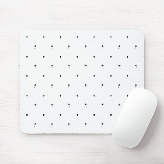 Black Silhouettes of Coconut Trees and Aliens Mouse Pad (With Mouse)