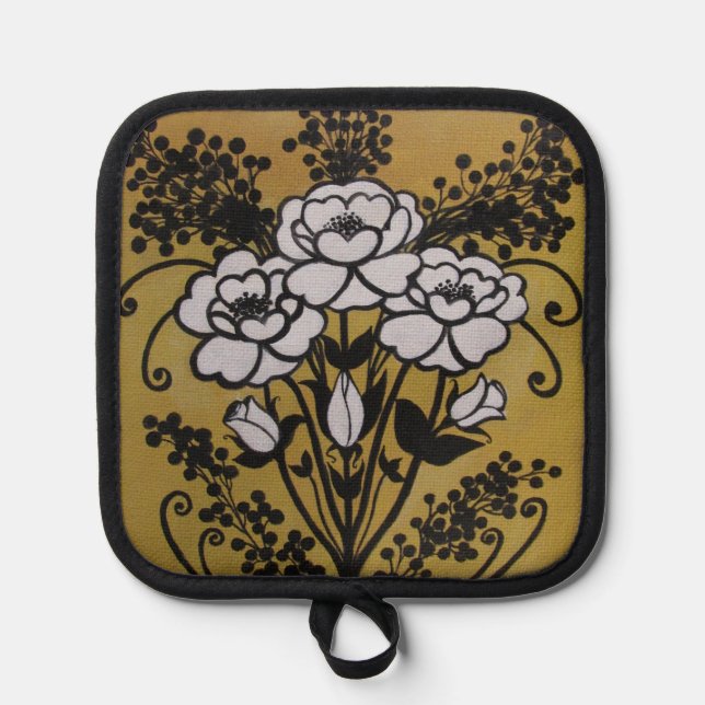 Black Silicone Heat Protection, Pot Holder Only (Front)