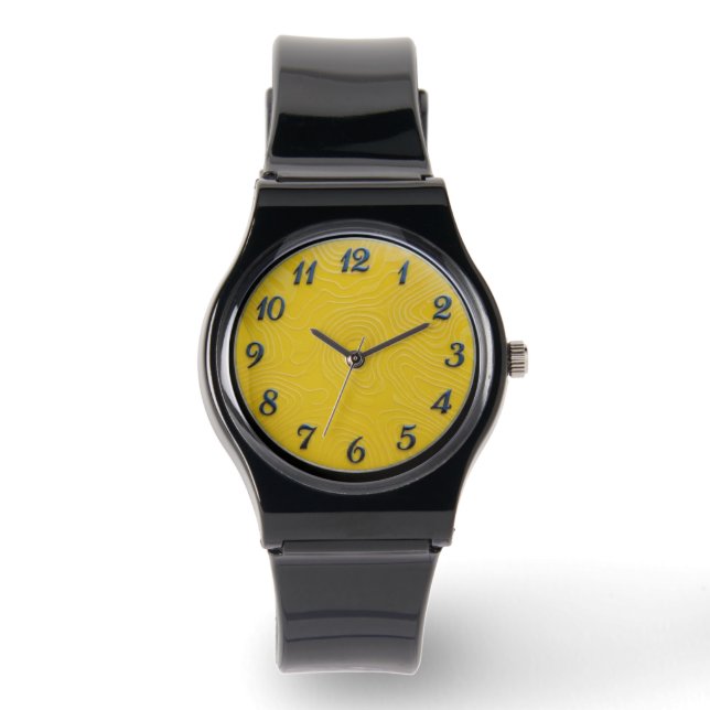 Black Silicone Watch + Strap + Lemon Dial (Front)
