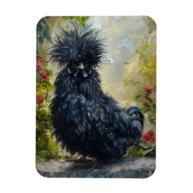 Black Silkie Chicken Painting Magnet (Vertical)