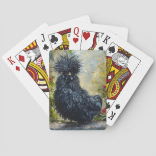 Black Silkie Chicken Painting Playing Cards
