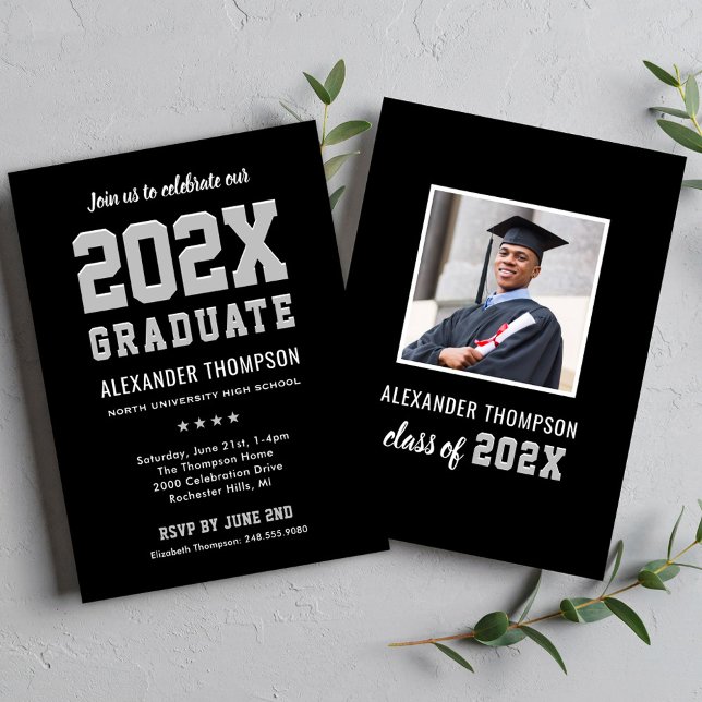 Black Silver 2026 Graduate Photo Party Invitation (Creator Uploaded)