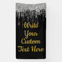 Black Silver and Gold Anniversary Birthday Glitter