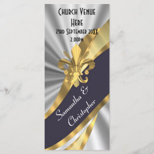 Black silver and gold wedding program programme