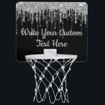 Black Silver Anniversary Party Birthday Glitter  Mini Basketball Hoop<br><div class="desc">custom birthday party mini hoop,  dorm room decor reception drip,  personalised black and silver mini-hoop,  sparkly glitter office cubicle gift,  sparkle new colleague welcome present,  gift for daughter glitz glam,  Christmas valentine birthday for her,  mini hoop basketball goal decorations,  pretty shimmery apartment coworker home,  housewarming party fun girl friend</div>