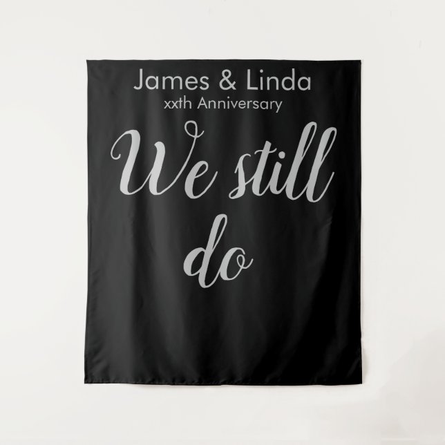 Black & Silver Anniversary Photo Booth Backdrop 25 Tapestry (Front)