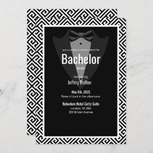 Black, silver bachelor party custom tuxedo save the date