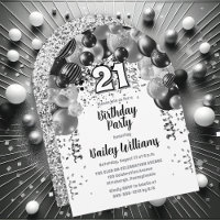 Black Silver Balloons 21st Birthday Party