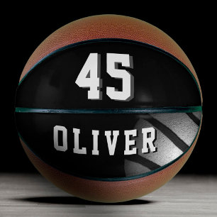Black Silver Basket Ball Player's Name Number  Basketball