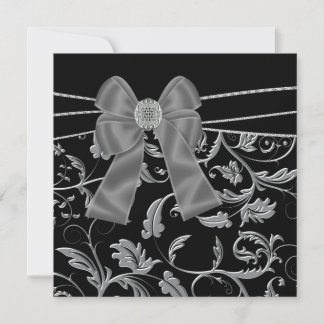 Black Silver Black All Occasion Party Invitations