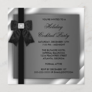 Black Silver Black Tie Party Black Tie Formal Invitation