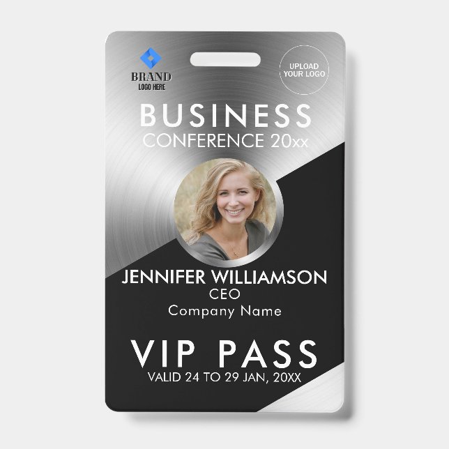 Black Silver Business Conference Exhibition Photo ID Badge (Front)