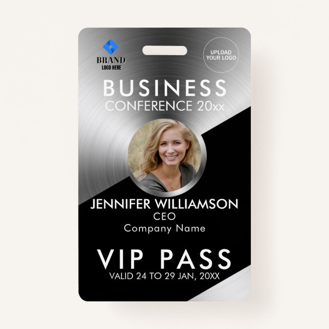 Black Silver Business Conference Exhibition Photo ID Badge (Front)