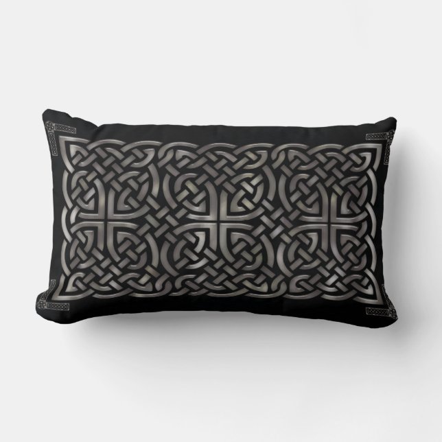 Black & Silver Celtic DECOR Lumbar Cushion (Front)