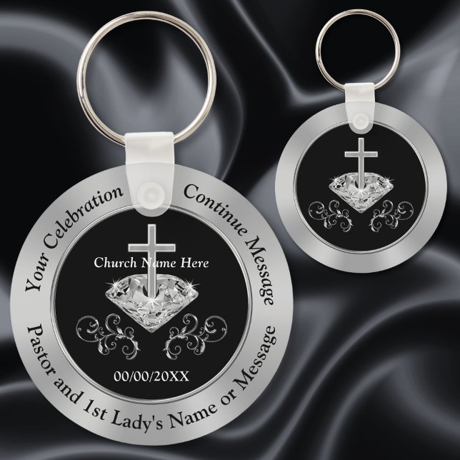 Black, Silver, Church Party Favours, Any Occasion, Key Ring (Black and Silver, Personalized Church Anniversary Favors. Pastor appreciation month ideas. )