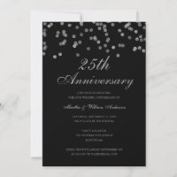 Black & Silver Confetti 25th Wedding Anniversary