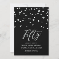 Black & Silver Confetti Fifty 50th Birthday Party