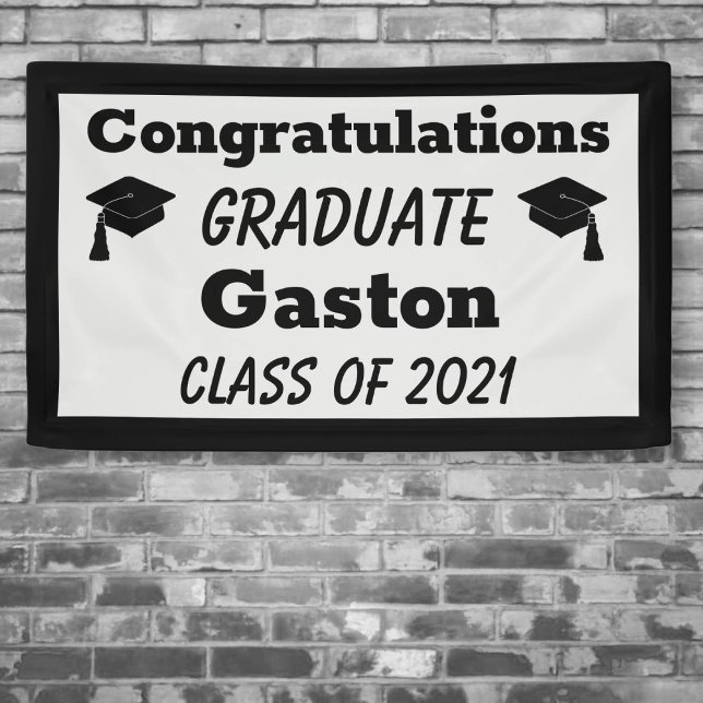 Black Silver Congratulations Graduate Graduation Banner (Creator Uploaded)