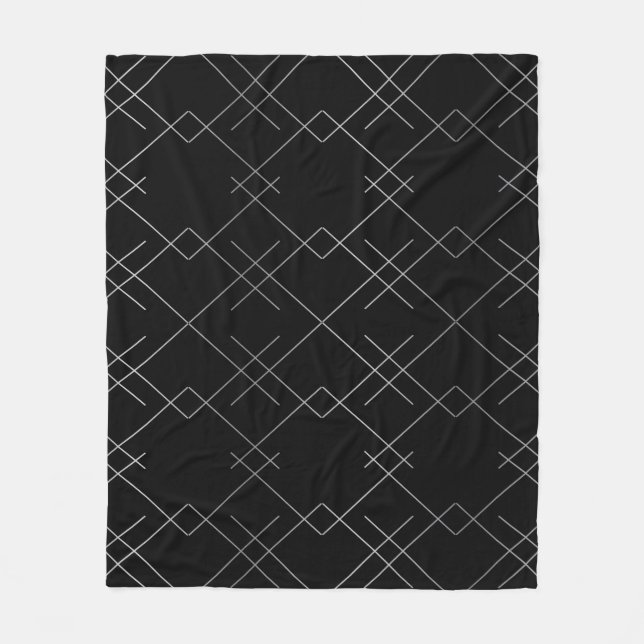 Black-silver, cool, elegant, simple modern pattern fleece blanket (Front)