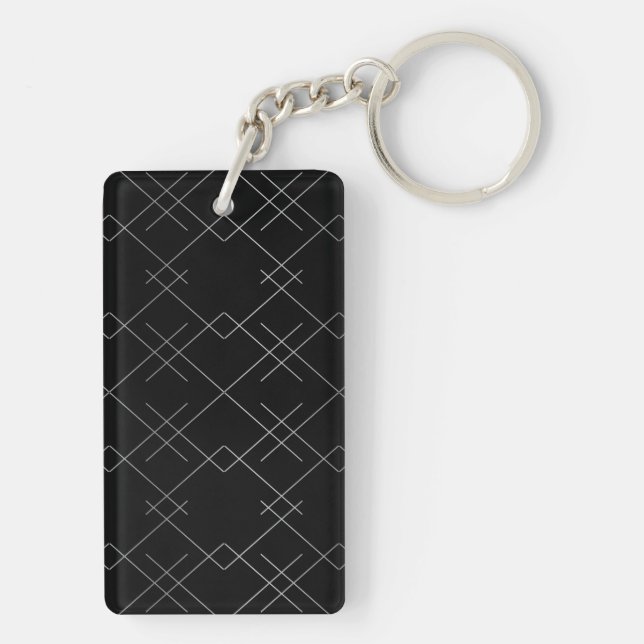 Black-silver, cool, elegant, simple modern pattern key ring (Back)