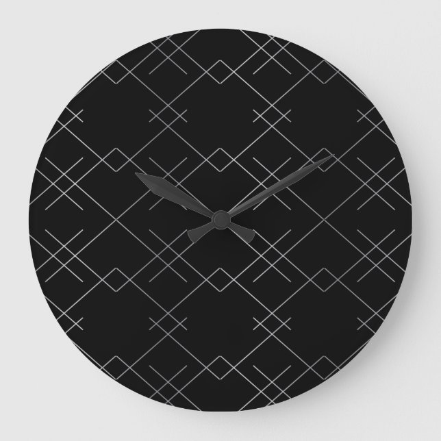 Black-silver, cool, elegant, simple modern pattern large clock (Front)