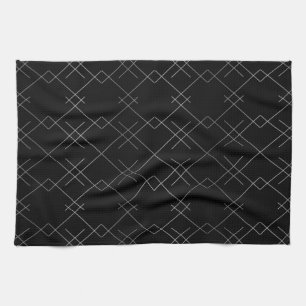 Black-silver, cool, elegant, simple modern pattern tea towel