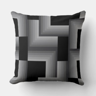 Black, silver ,cool, unique, trendy square shapes cushion
