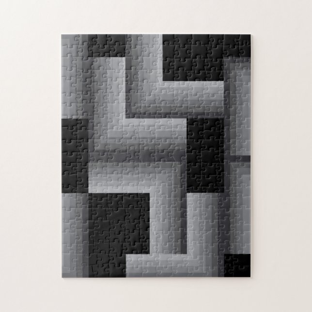 Black, silver ,cool, unique, trendy square shapes jigsaw puzzle (Vertical)