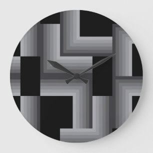 Black, silver ,cool, unique, trendy square shapes large clock