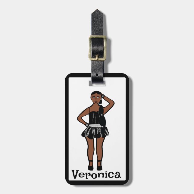 Black Silver Dancer #3 Luggage Tag (Front Vertical)