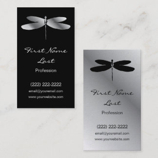 Black & Silver Dragonfly Business Cards