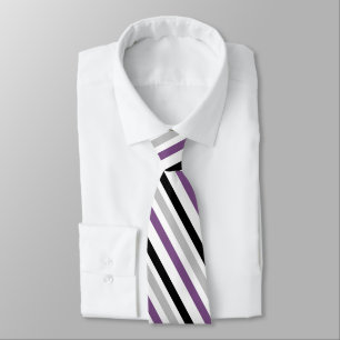 Black Silver Dusty Violet Geometric Stripes Tie