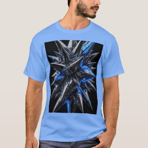 Black Silver & Electric Blue Neon Mosaic T-Shirt