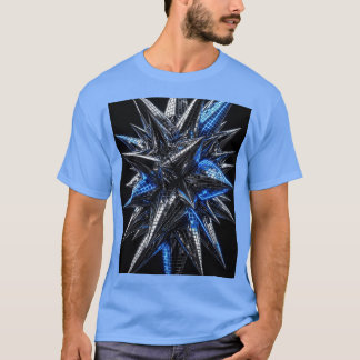  Black Silver & Electric Blue Neon Mosaic T-Shirt