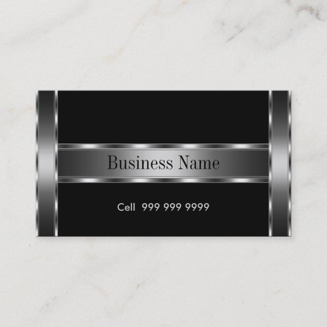 Black Silver Elegant Business Card (Front)