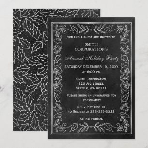 Black Silver Elegant Corporate Holiday Party  Invitation