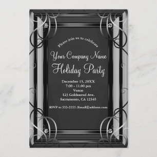 Black & Silver Elegant Corporate Holiday Party Invitation