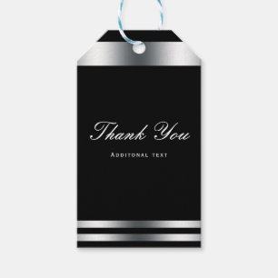 Black & Silver Elegant Engagement Wedding Favour Gift Tags