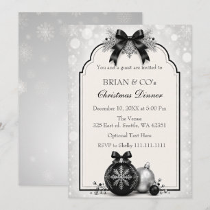 Black Silver Festive Corporate Christmas Party Invitation
