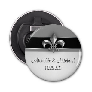 Black Silver Fleur de Lis Bottle Opener