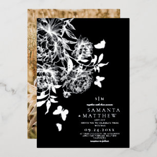 Black & Silver ⎮Floral Modern Minimalist Wedding