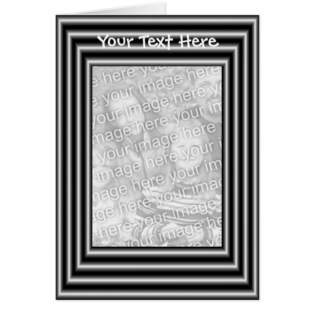 Black Silver Frame Design Your Photo Card (Front)