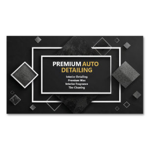 Black Silver Glitter Diamond Rectangle Geometric Magnetic Business Card