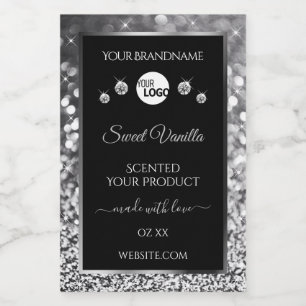 Black Silver Glitter Diamonds Product Labels Logo